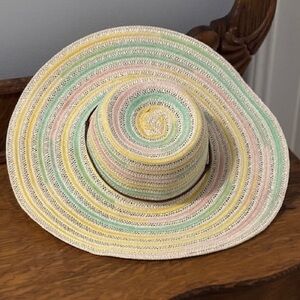 “Hat Stuff” Mulitcolor Summer Straw Wide Brim Hat